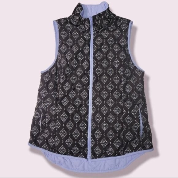 𝅺Bit & Bridle Reversible Blue and Black Quilted Puffer Women's Vest, Size Small - Picture 1 of 10